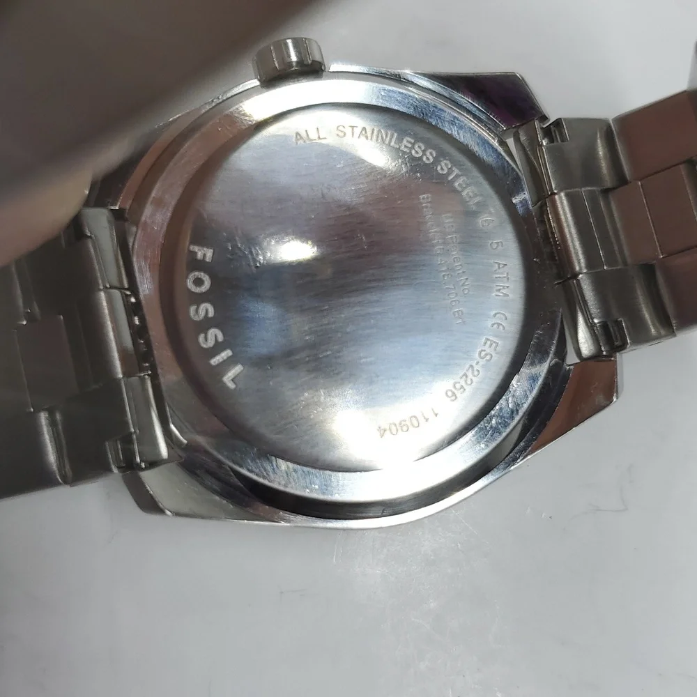 Fossil Watch ES2256 Chronograph Black Face Silver Stainless Steel Watch